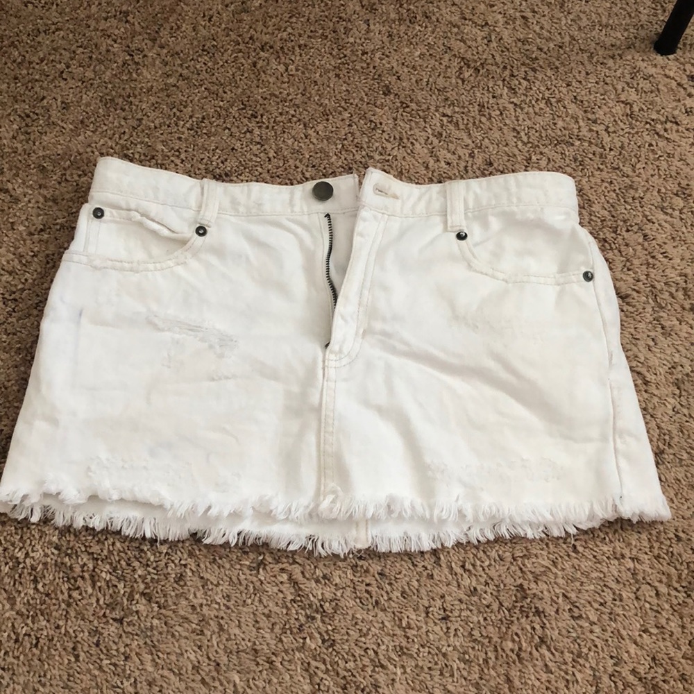 Free People White Denim Skirt *some discoloration